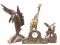 Wooden Carved Animal Sculptures, Mantle Clock