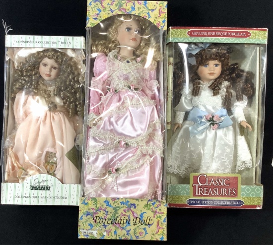 (3pc) Assorted Vintage Porcelain Dolls