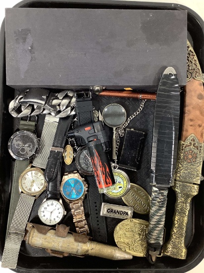 Vintage Men’s Wrist Watches, Knives, Pen