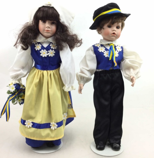 Pair Of Porcelain Composite Dolls