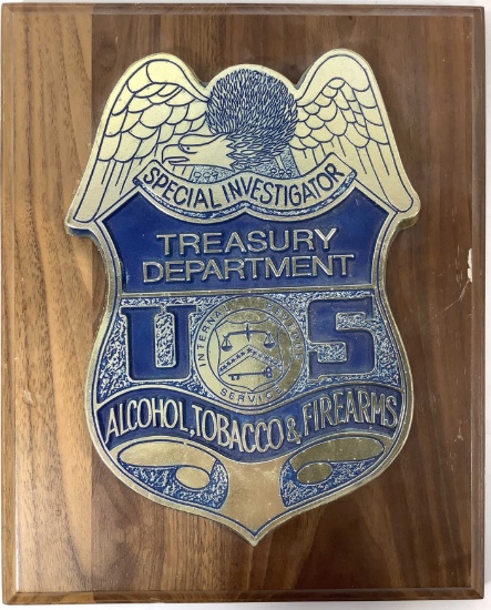 Special Investigator, Treasury Department Plaque