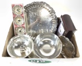 Silver Plate Serving Tray, Candle Holders