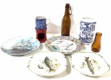 Vintage Bottles, Decorative Porcelain Plates, Cups