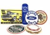 (6pc) Vintage Tin Signs, Ford, Valvoline, Bruinoil