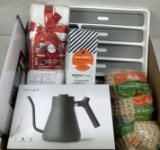 Kettle, Coffee, Coffee Filters & Cutting Board