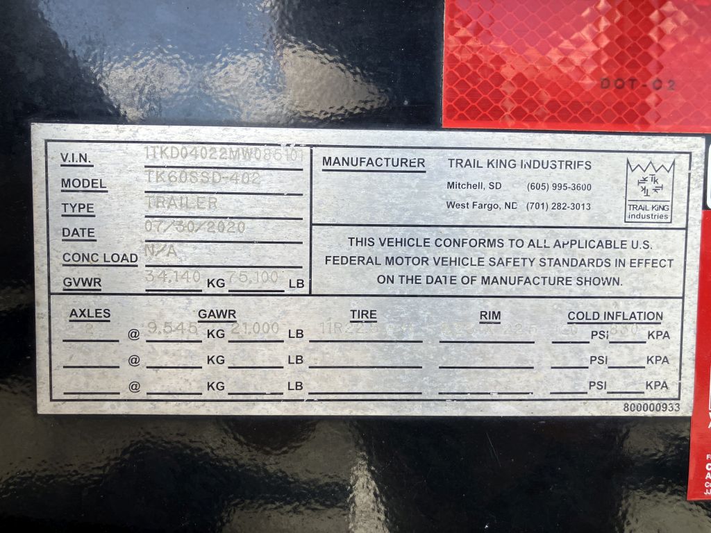 2021 Trail King TK60SSD