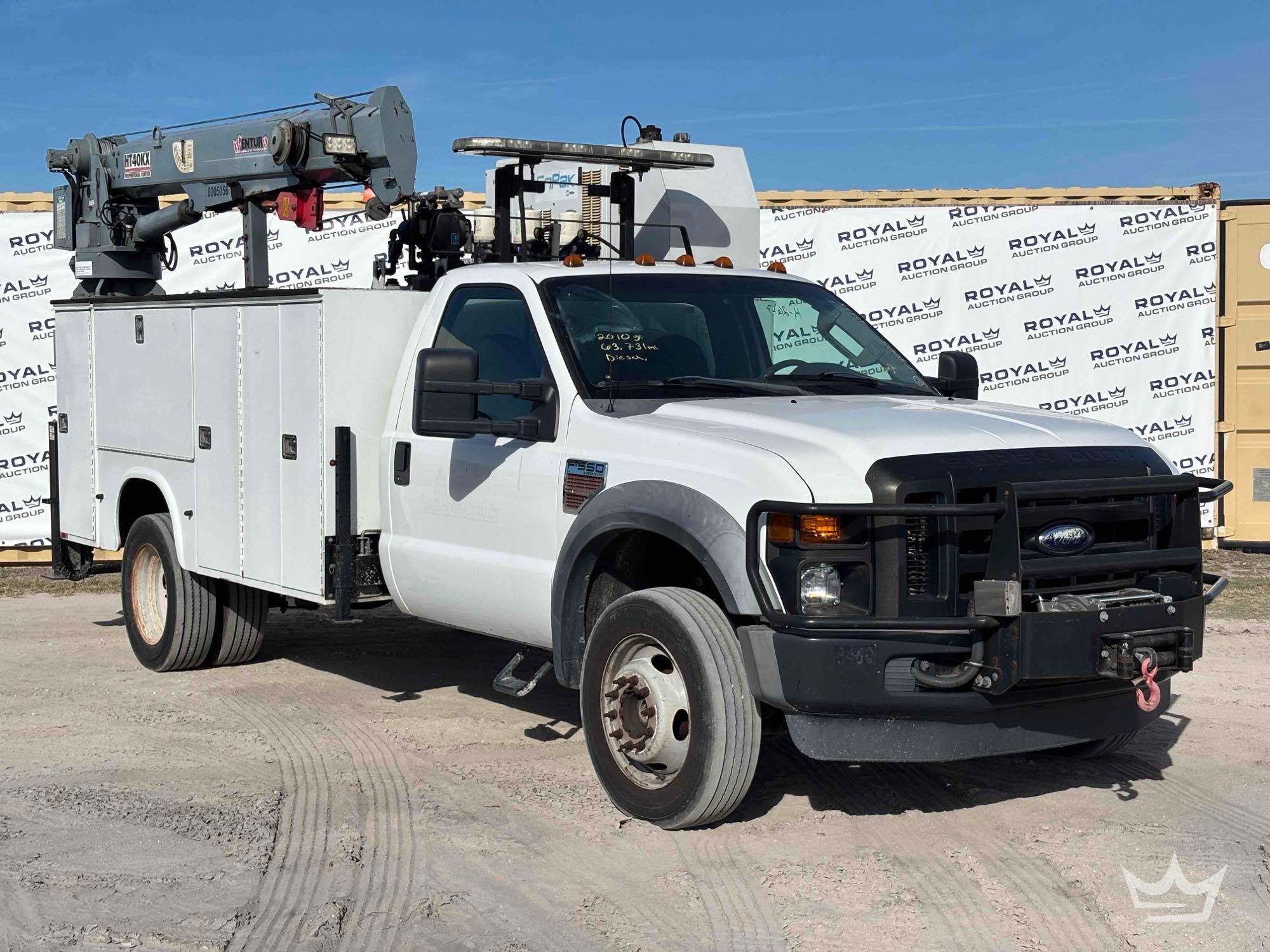 2010 Ford F-550 4x4 Venturo HT40KX 3 Ton Crane Mechanics Truck