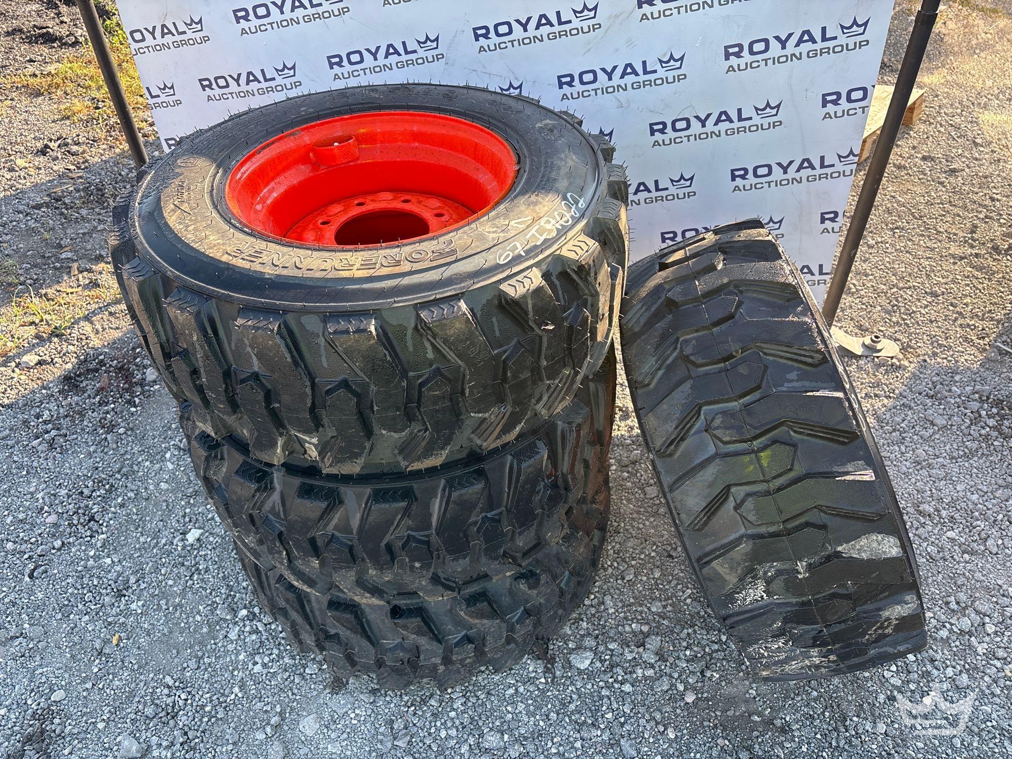 Set of 4 ForeRunner 12-16.5N.H.S. Skid Steer Wheels and Tires