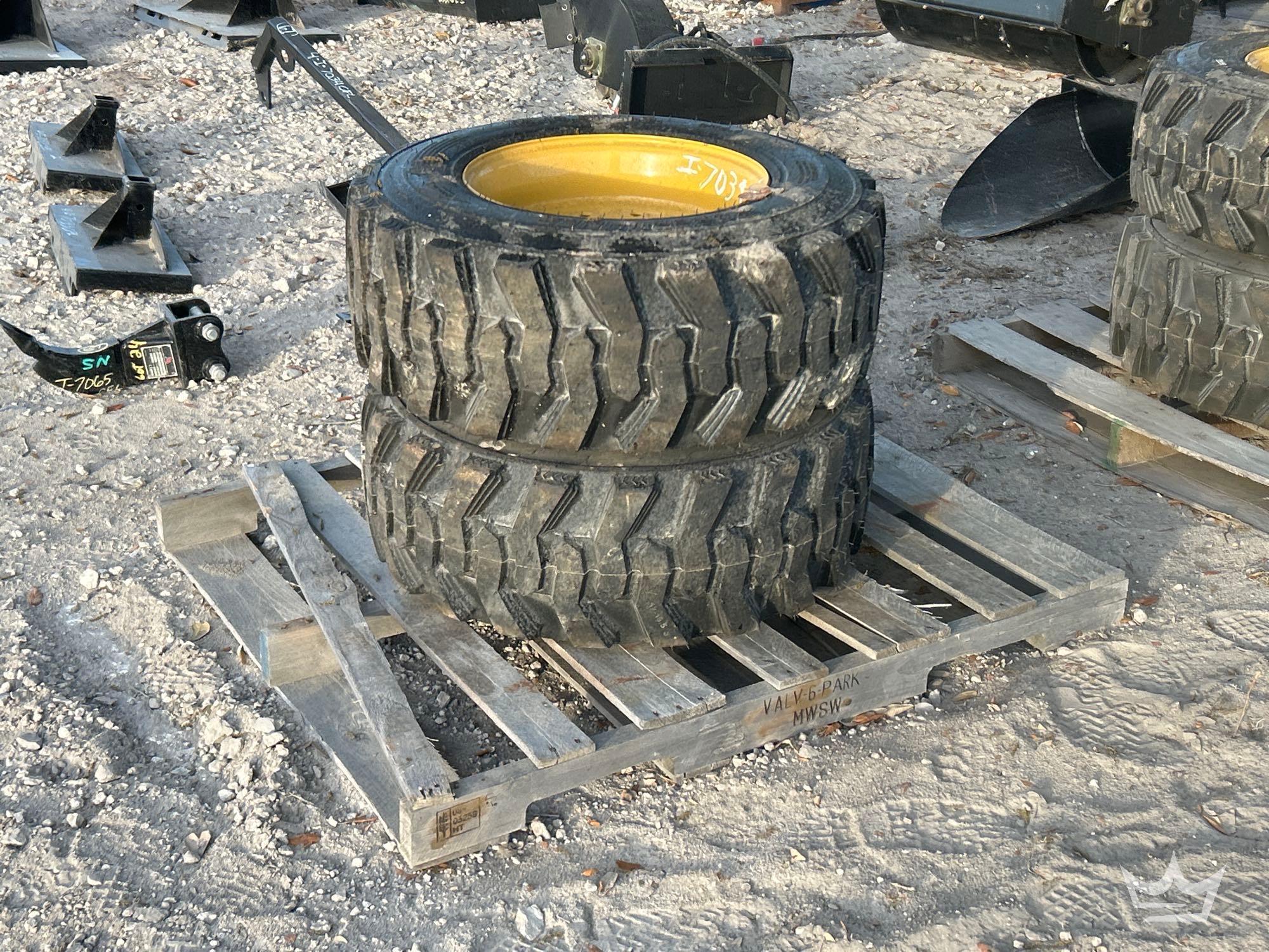Set of 4 ForeRunner 12-16.5N.H.S. Skid Steer Wheels and Tires
