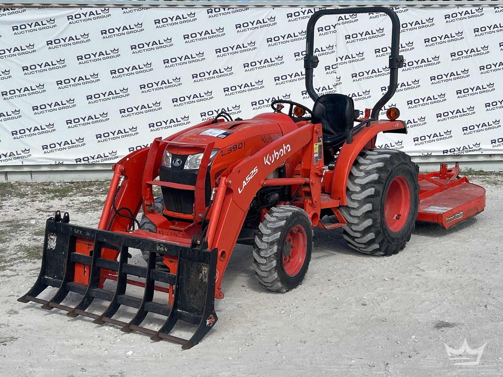 2020 Kubota L3901D-HST 4WD 46HP Utility Loader Tractor w/ Land Pride RCR 1260 Rotary Brush Cutter