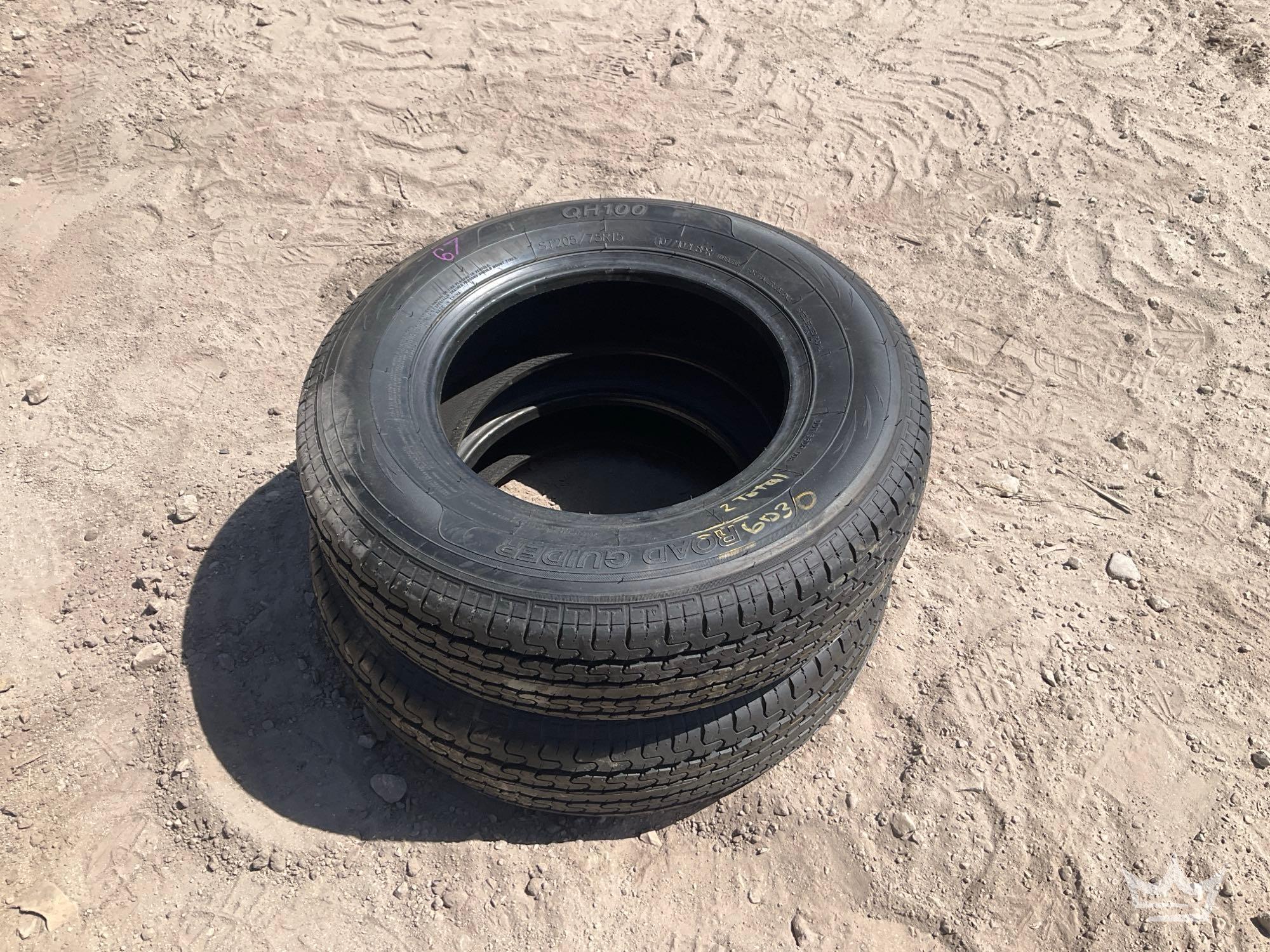 Set of 2 Unused ST205/75R15 Radial Trailer Tires
