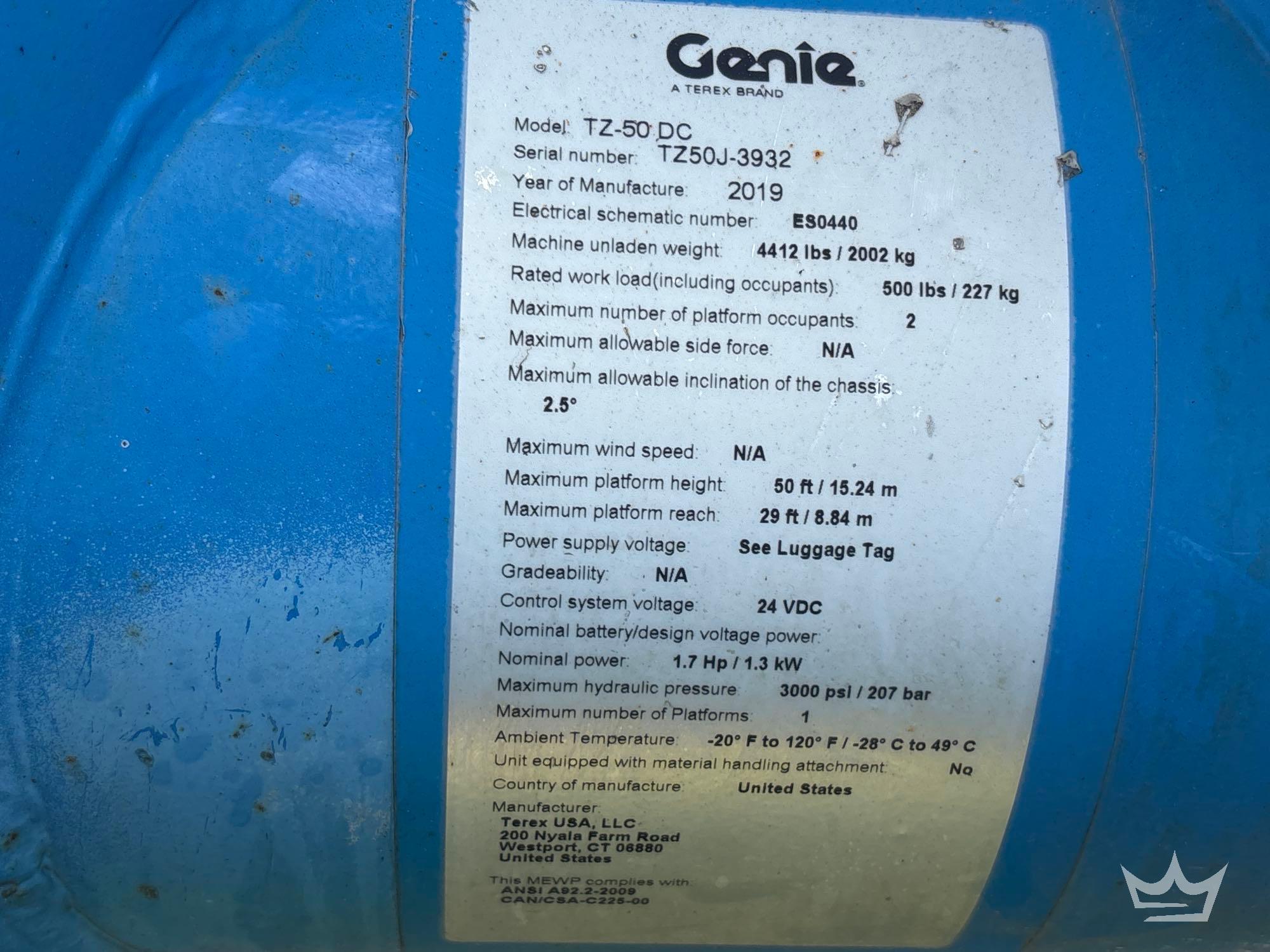 2019 Genie TZ50