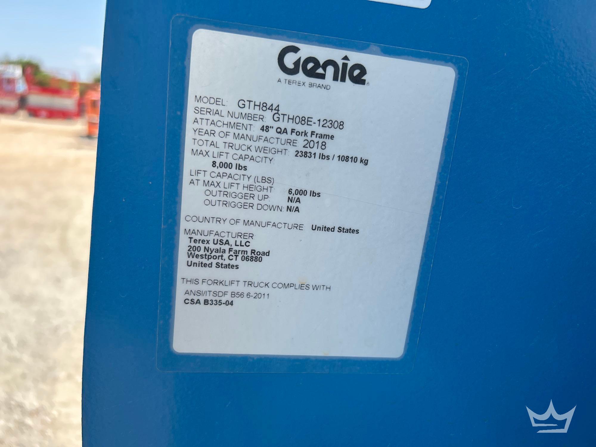 2018 Genie GTH-844