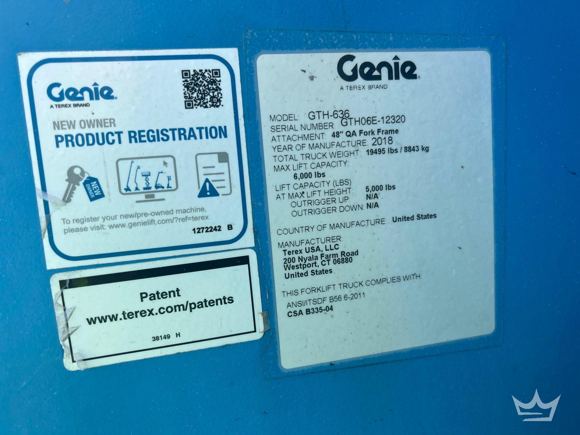 2018 Genie GTH636