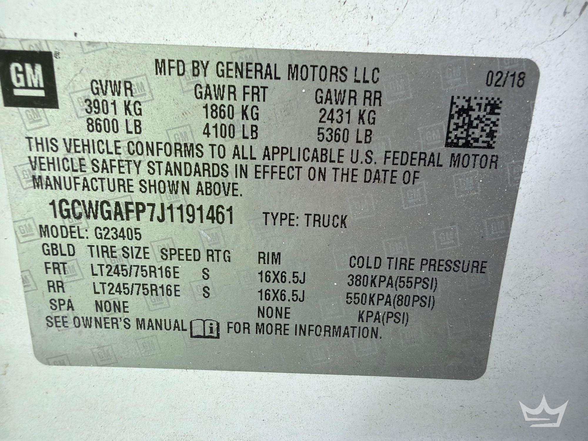 2018 Chevrolet EXPRESS 2500