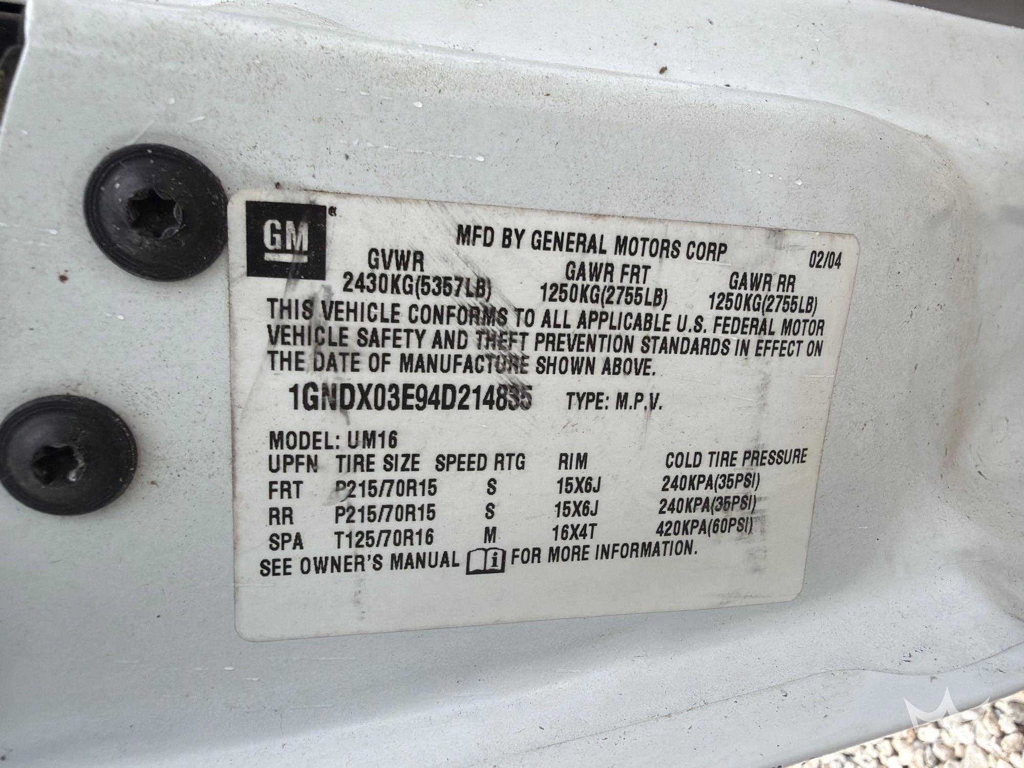 2004 Chevrolet VENTURE