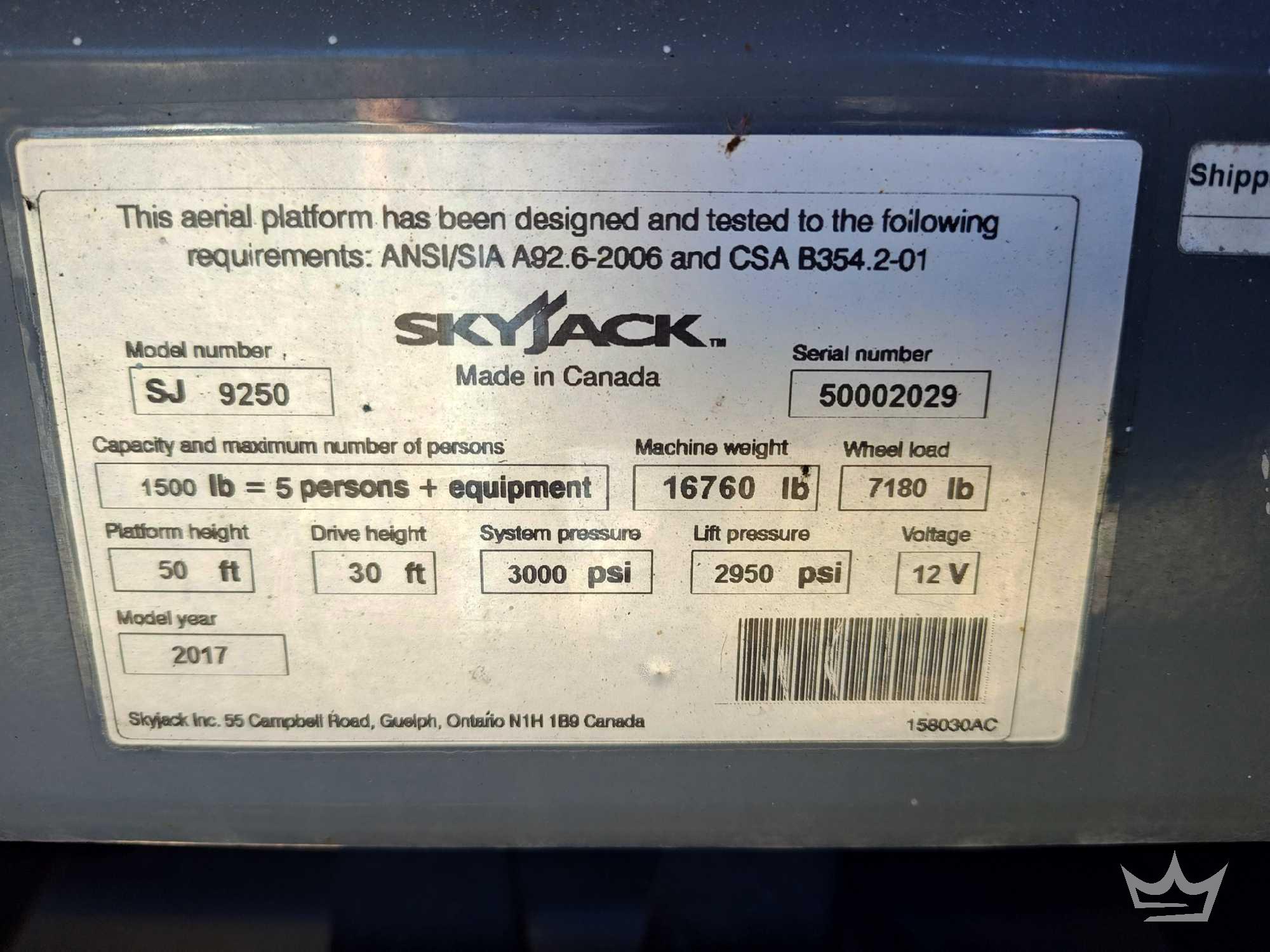 2017 Skyjack SJ9250