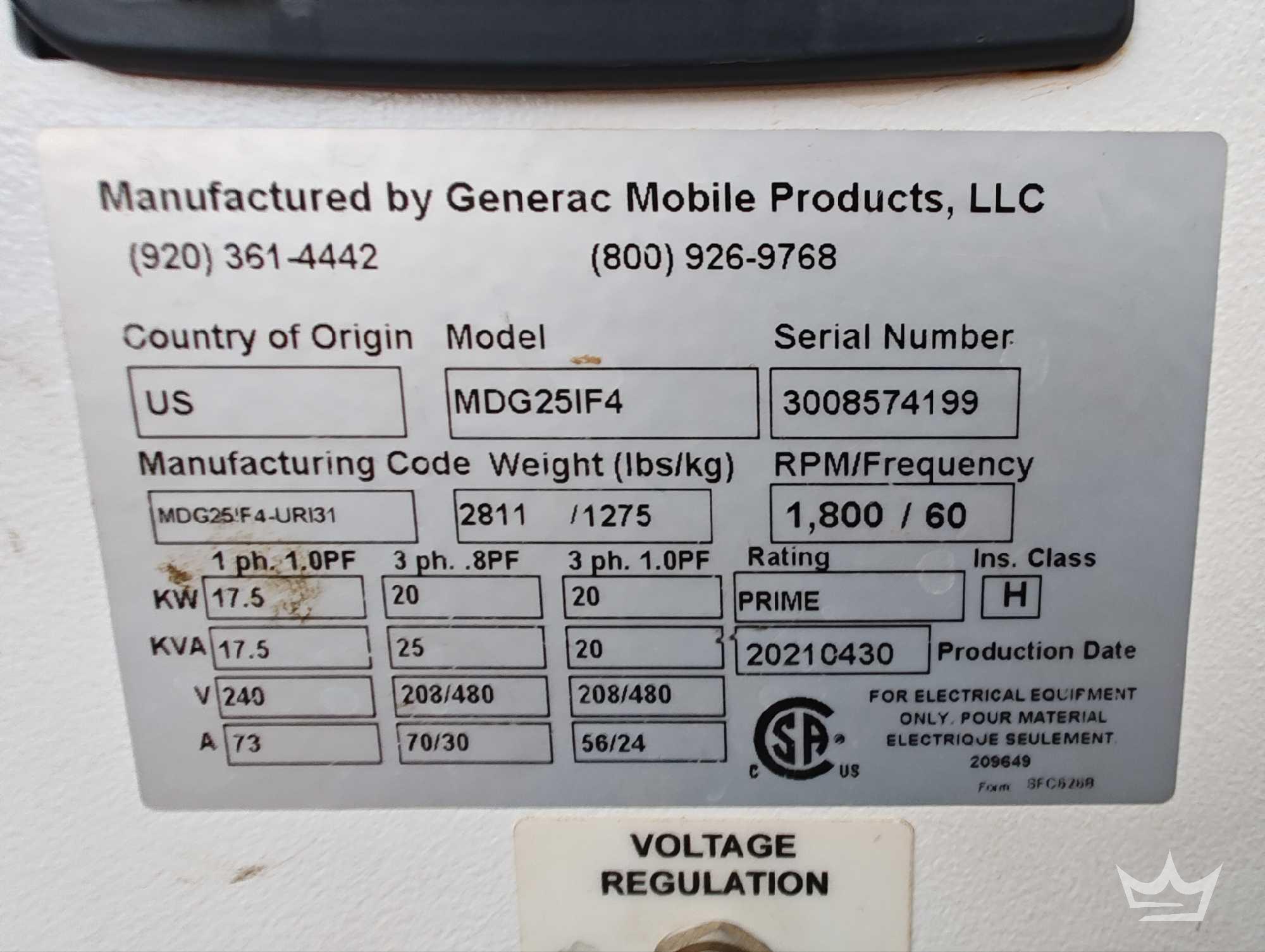 2021 Generac MDG25IF4