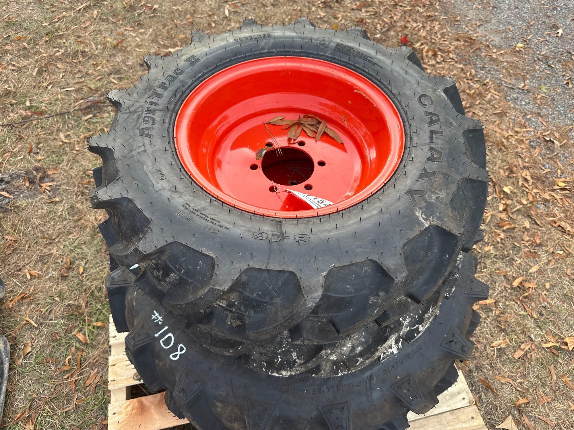 (1)NEW 11.2-24 TIRE & RIM (2)NEW 8-16 TIRES & RIMS