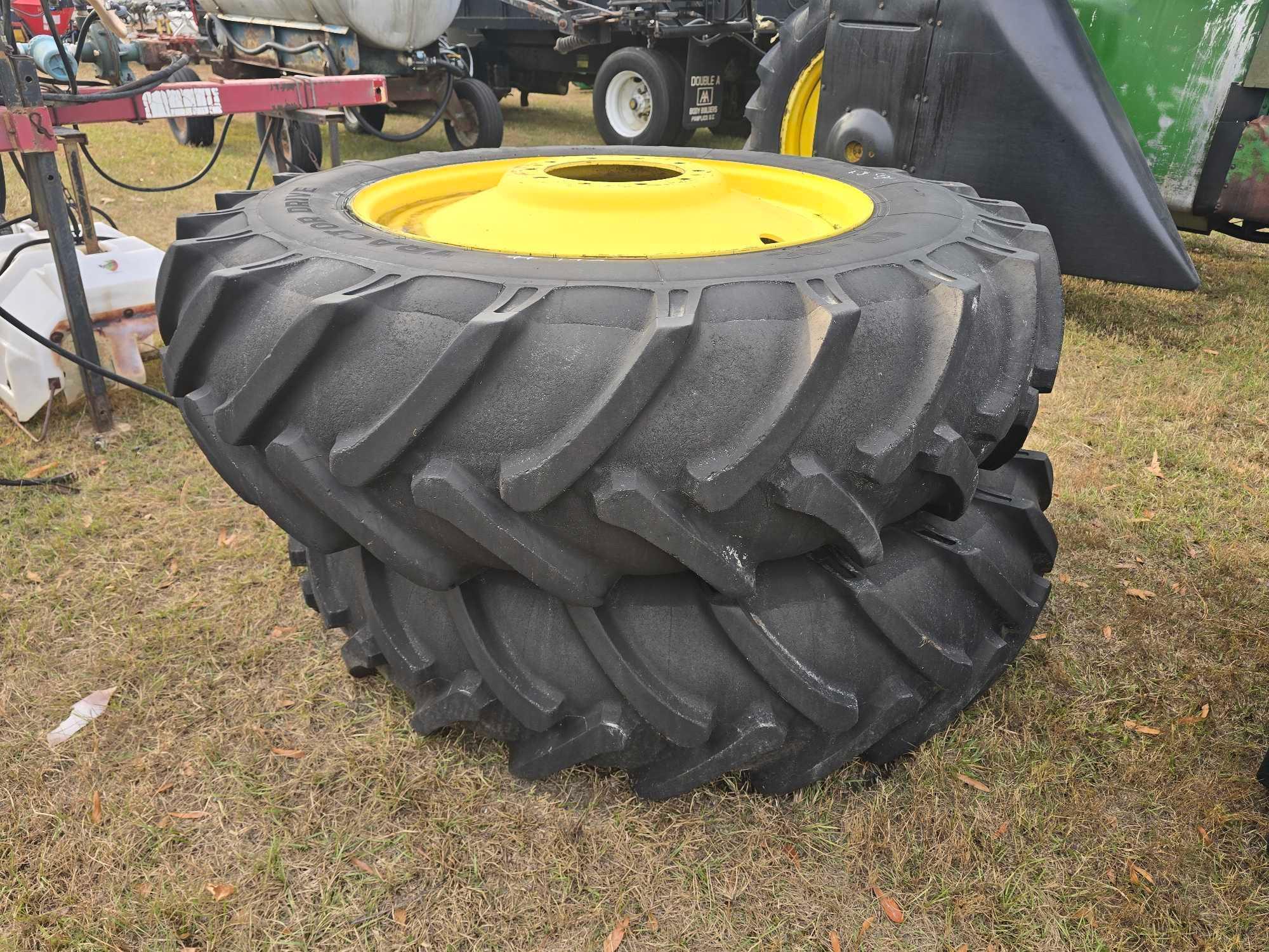 (2) 18.4-38 DUALS ON 10 HOLE JOHN DEERE RIMS