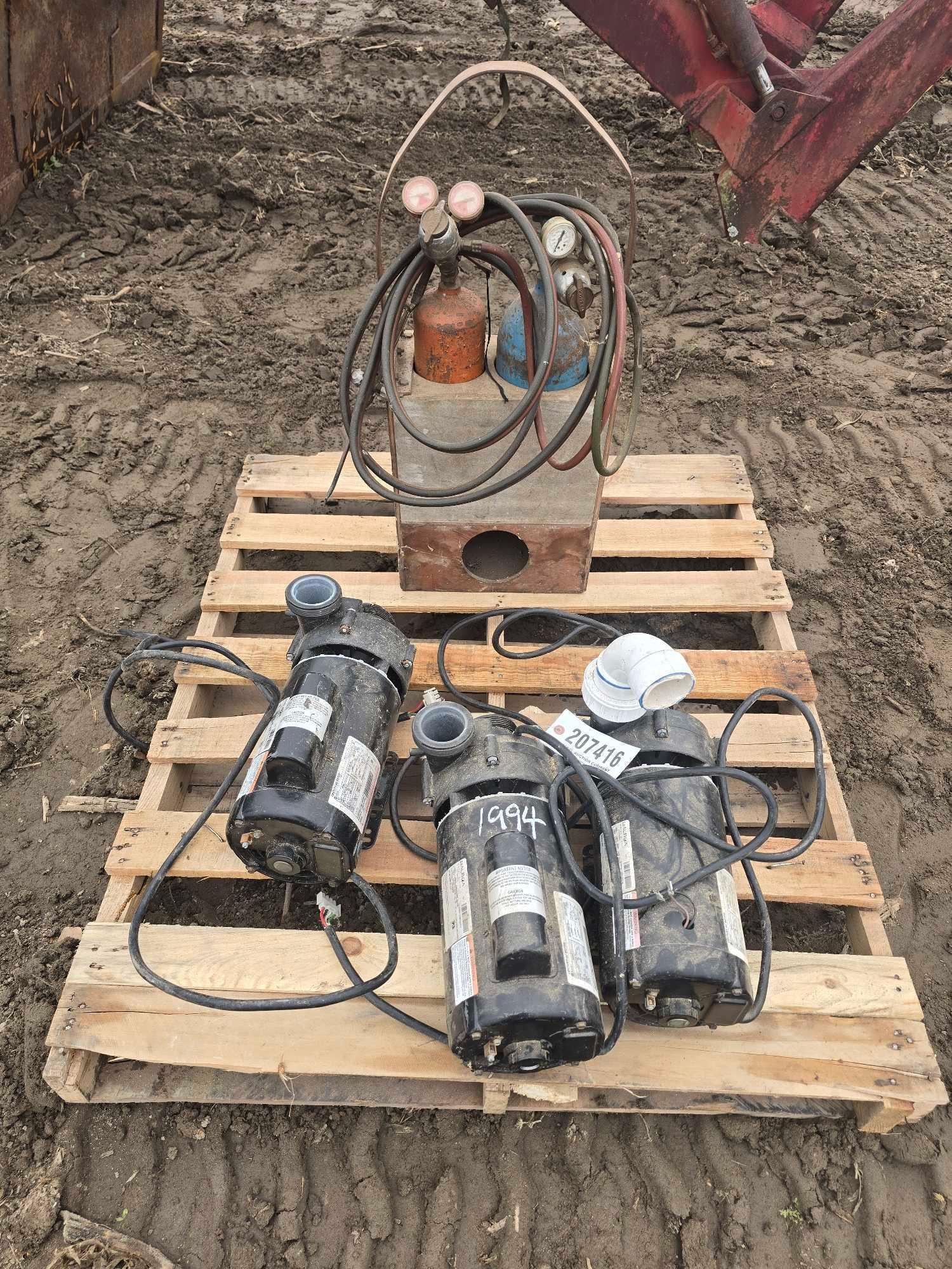 (3) HOT TUB PUMPS & SMALL TORCH SET