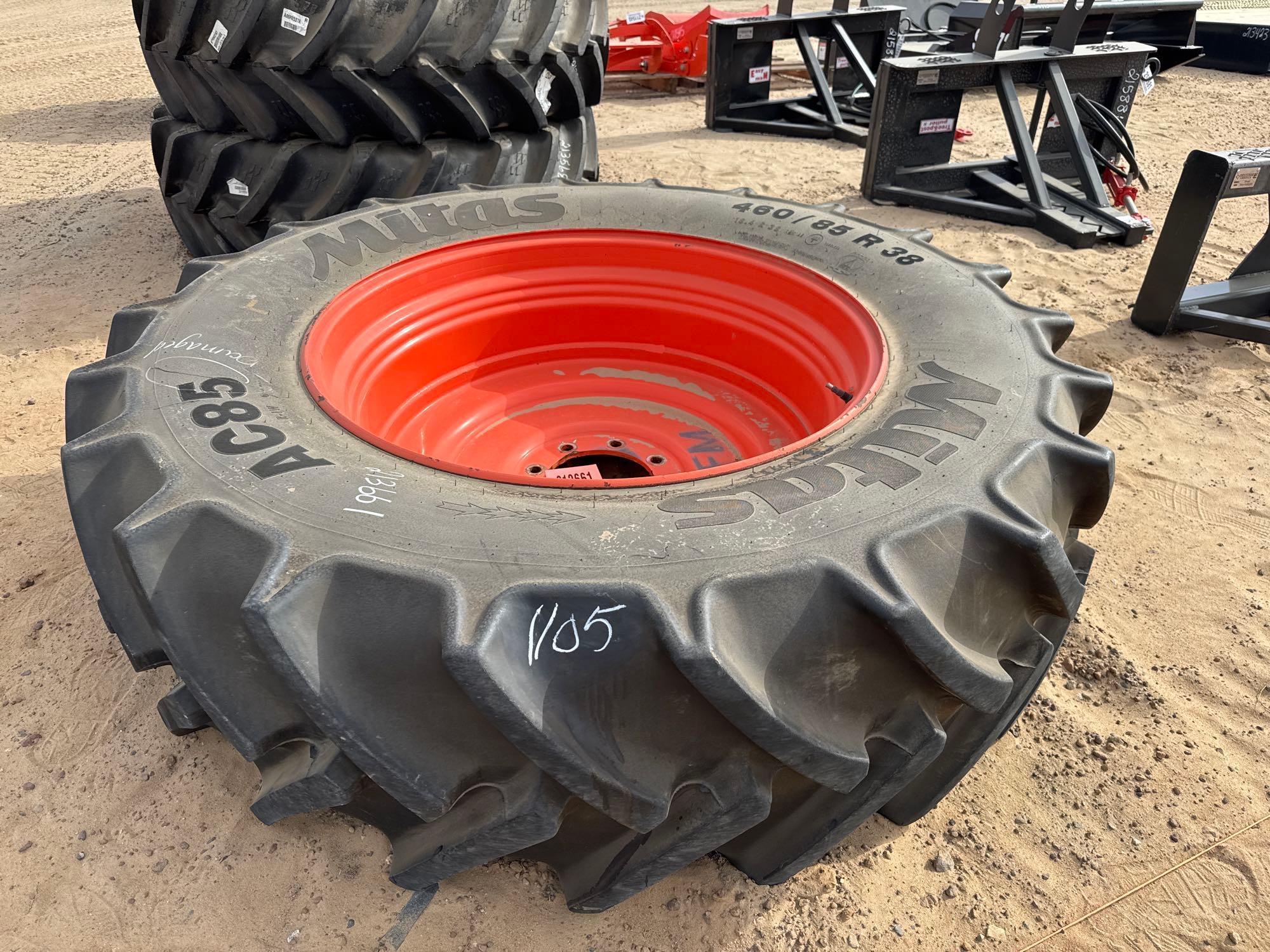 (1) 460/85R38 TIRE W/ 8 LUG RIM