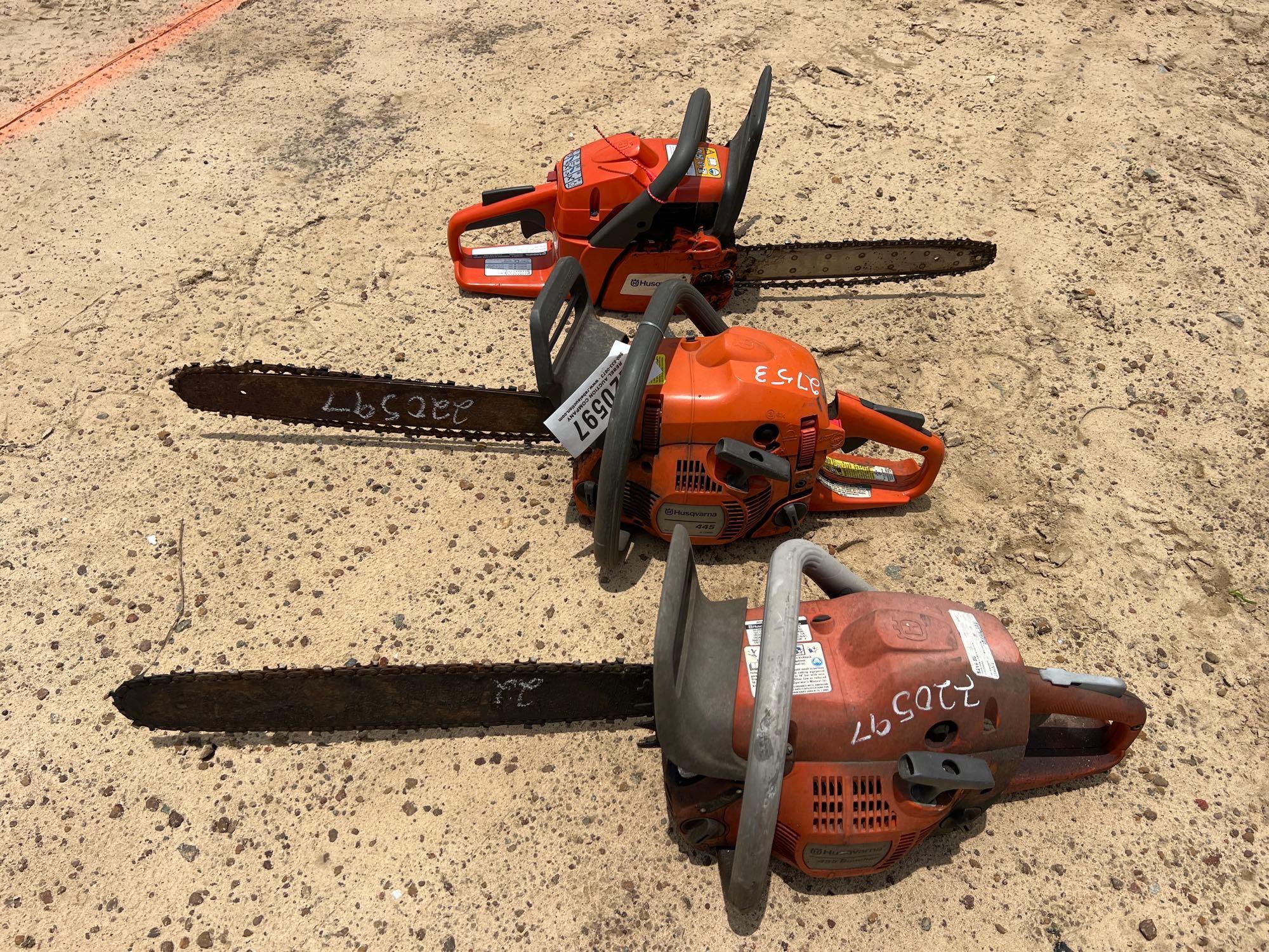 (3) HUSQVARNA GAS CHAINSAWS