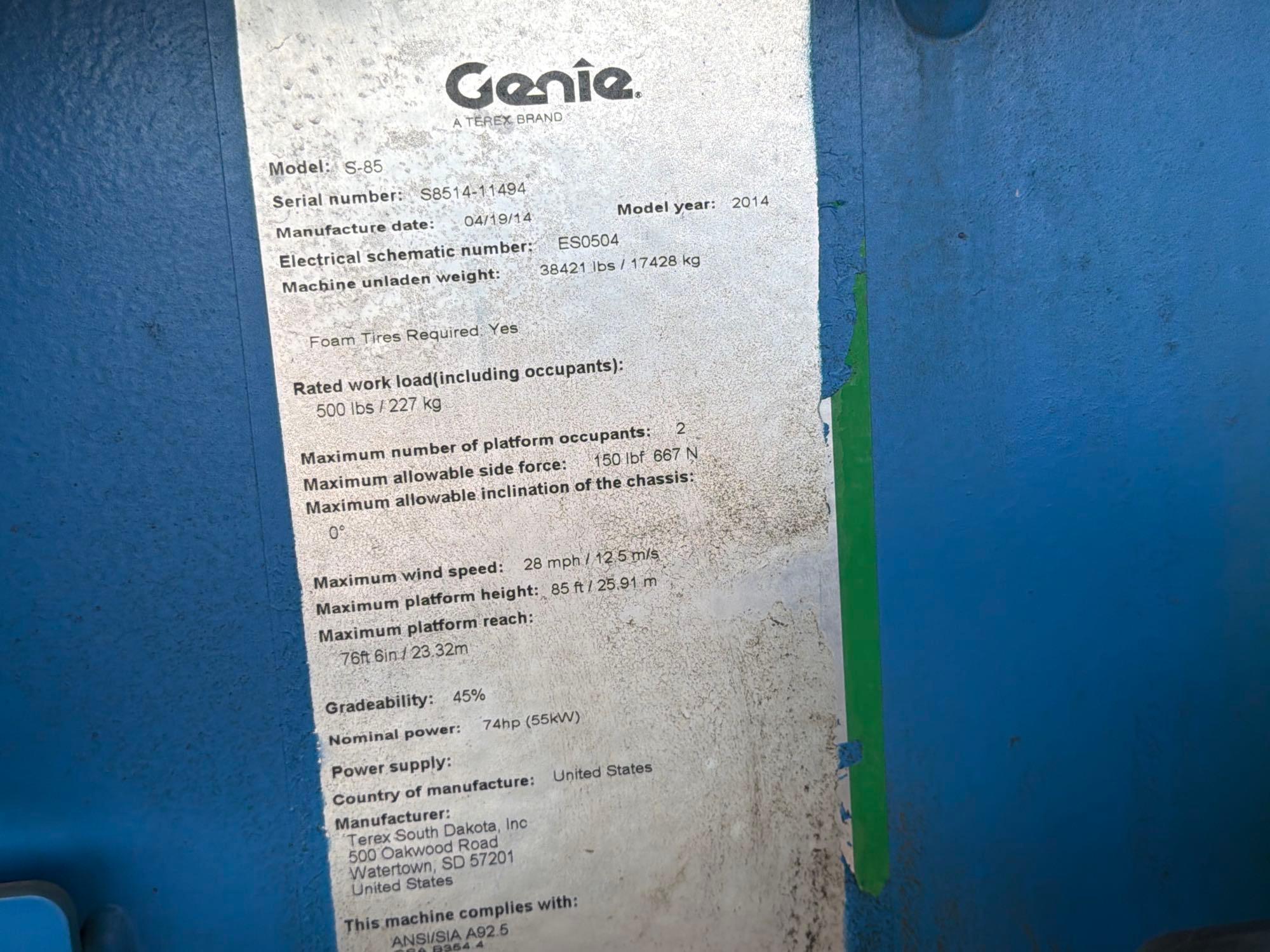 2014 Genie S-85