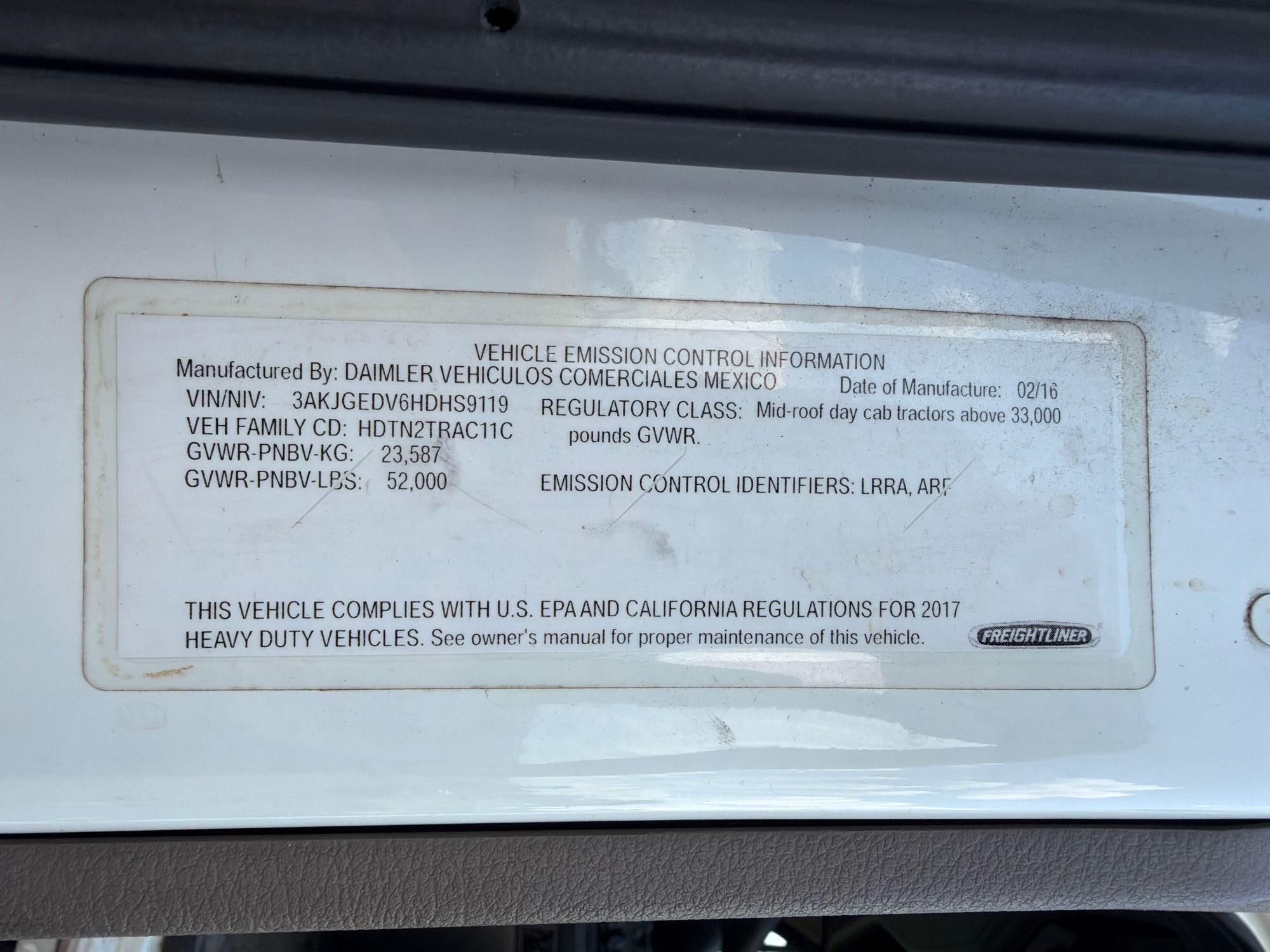 2017 Freightliner CASCADIA