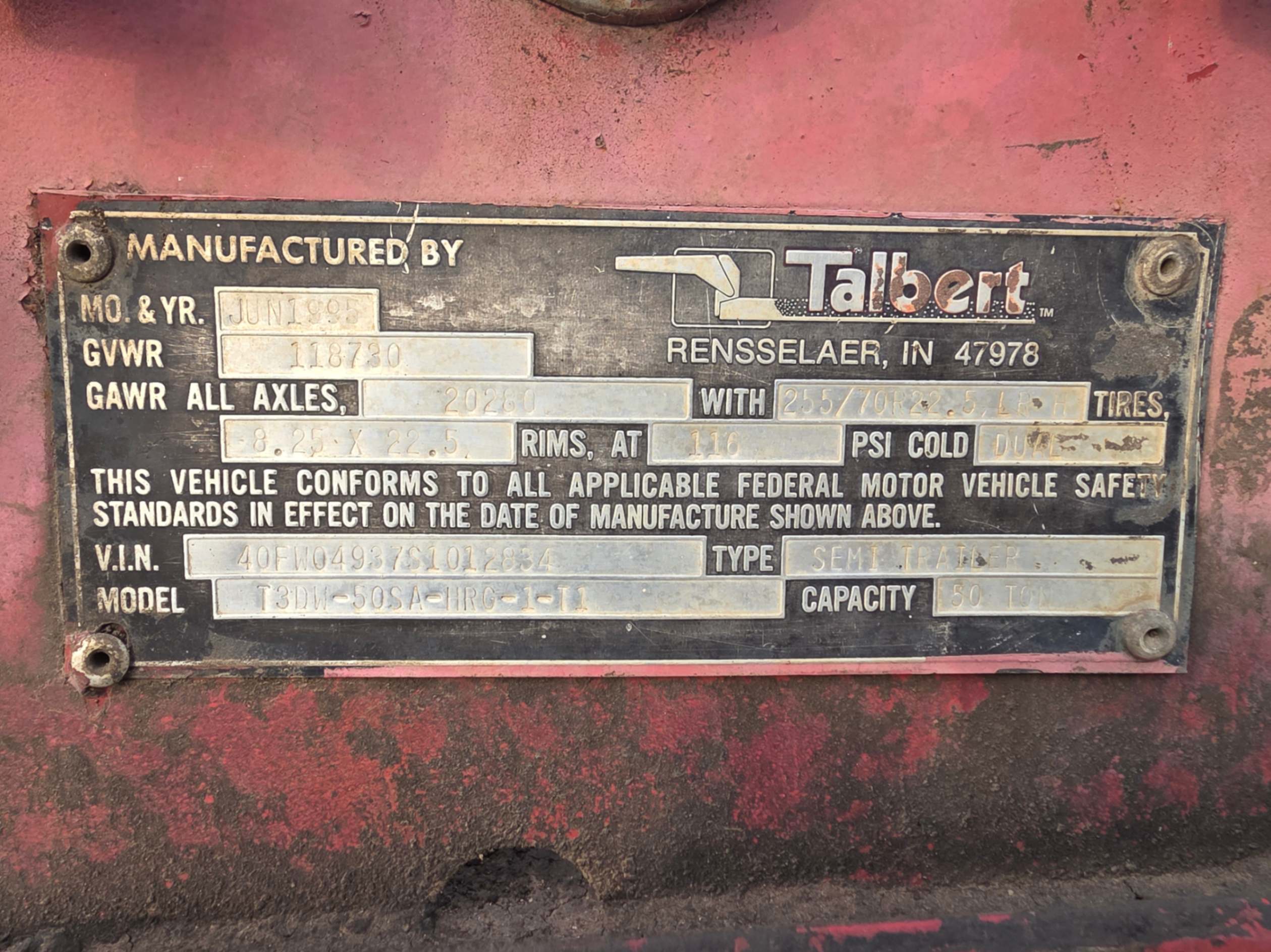 1995 TALBERT 50 TON LOWBOY TRAILER