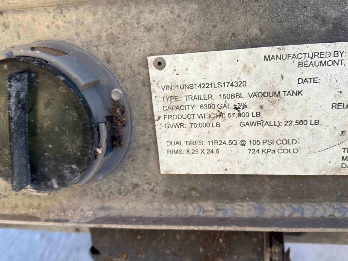 2020 DRAGON ESP 150BBL ALUMINUM