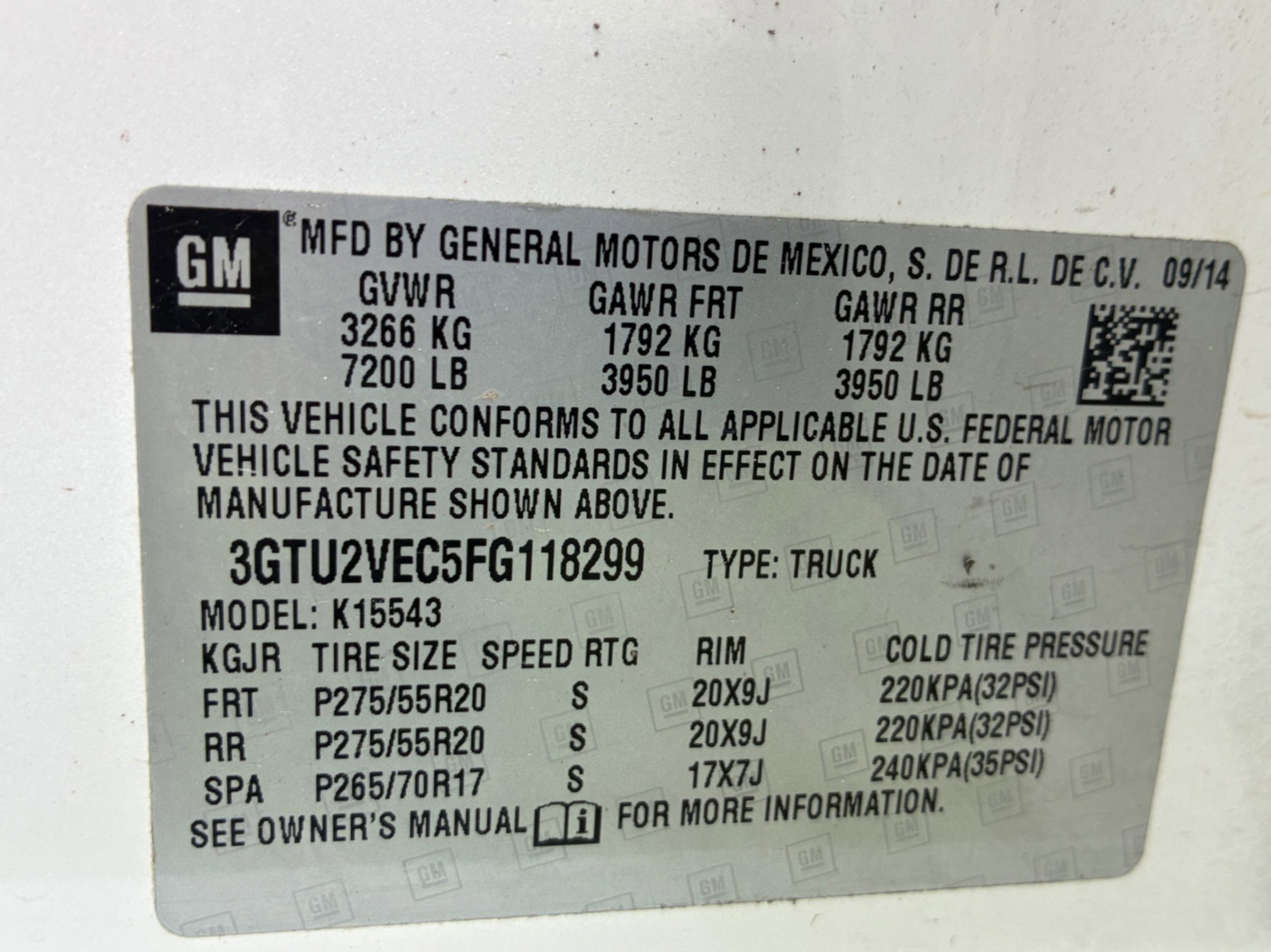 2015 GMC SIERRA 1500